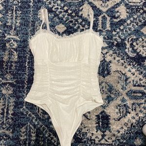 BCBGMAXAZRIA White Polka Dot Bodysuit